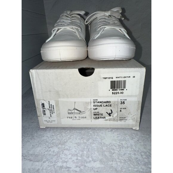 rag & bone Women's Sneakers White Leather Lace Up Size 35/ US 5 New In Box - Picture 9 of 9